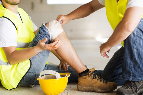 Construction worker with injury